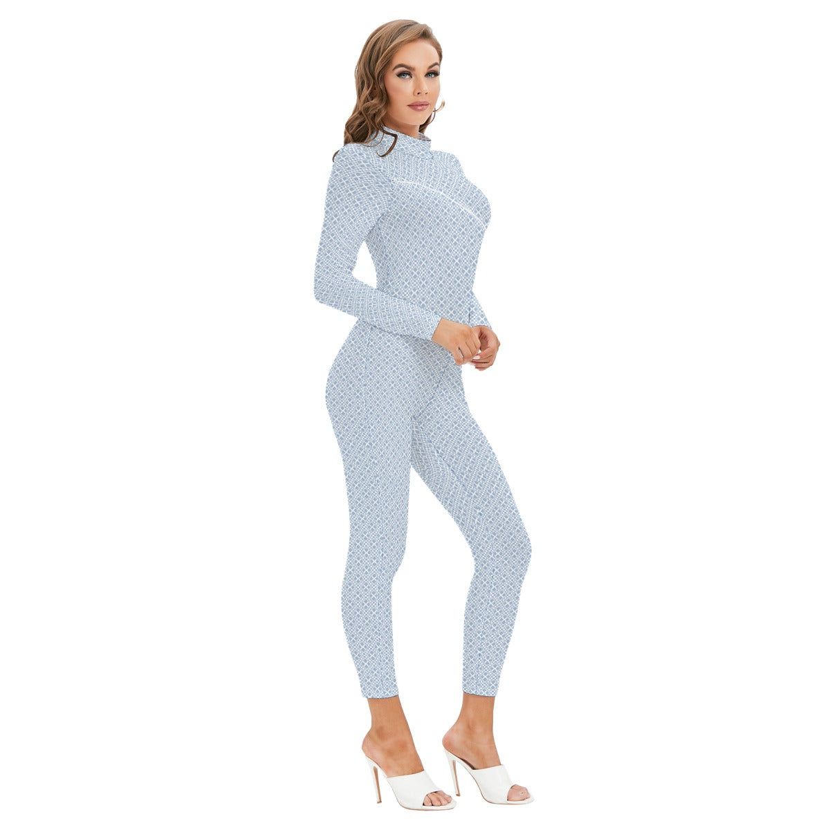 Women's Long-sleeved High-neck Jumpsuit With Zipper