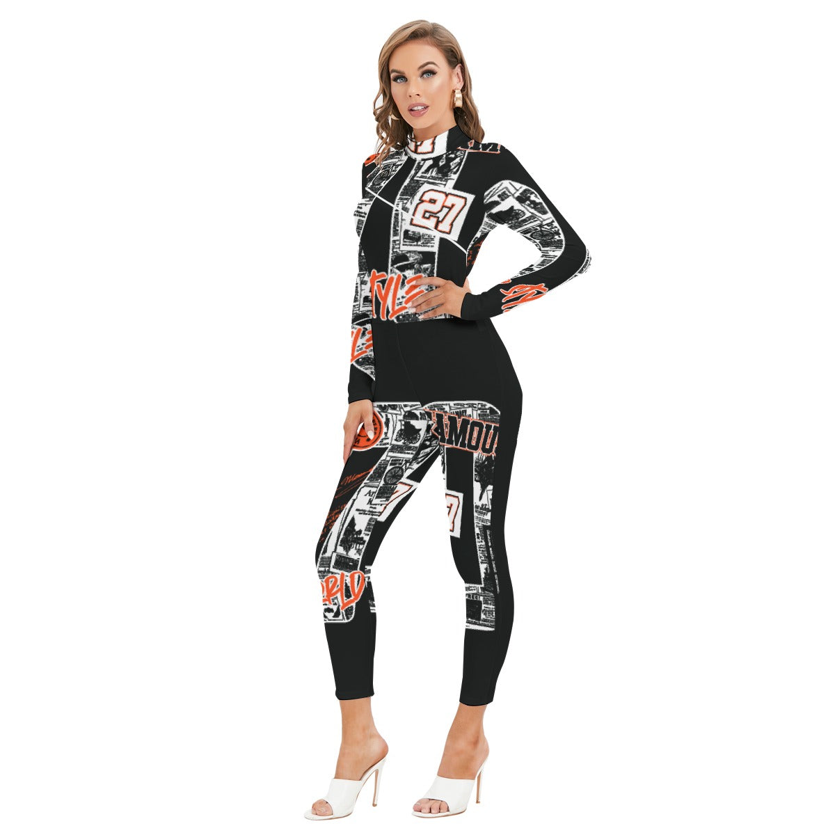 Women's Long-sleeved High-neck Jumpsuit With Zipper