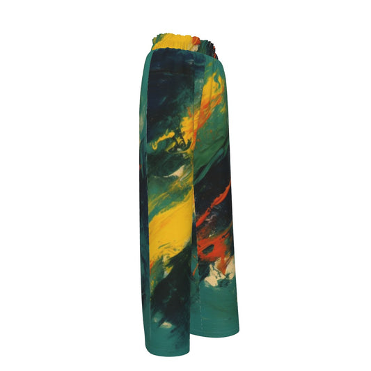 Faux Silk Wide-Leg Pants