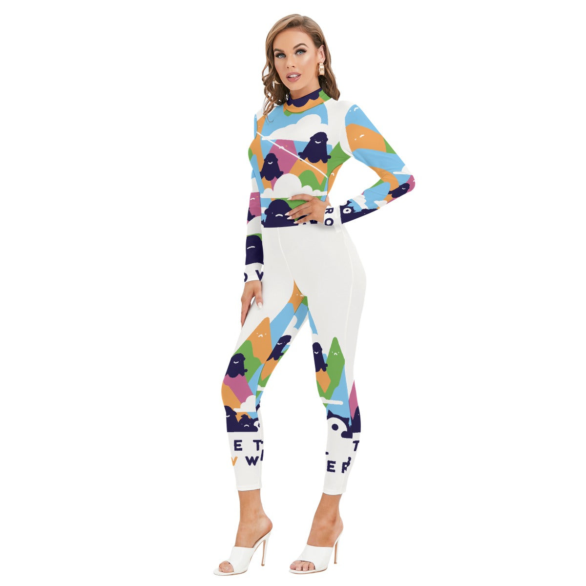 Women's Long-sleeved High-neck Jumpsuit With Zipper