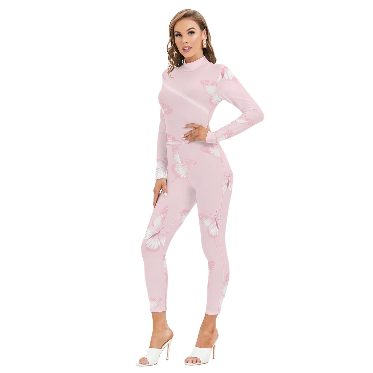 Women's Long-sleeved High-neck Jumpsuit With Zipper