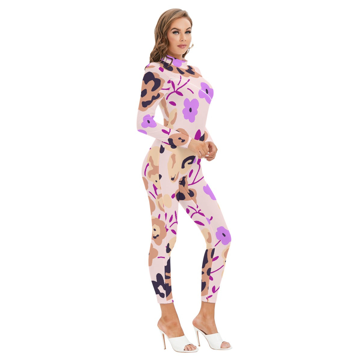 Women's Long-sleeved High-neck Jumpsuit With Zipper