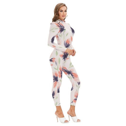 Women's Long-sleeved High-neck Jumpsuit With Zipper