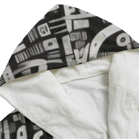 Unisex Flannel Hooded bathrobe