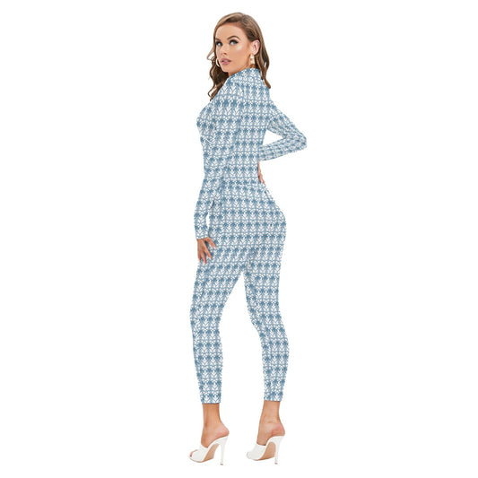 Women's Long-sleeved High-neck Jumpsuit With Zipper