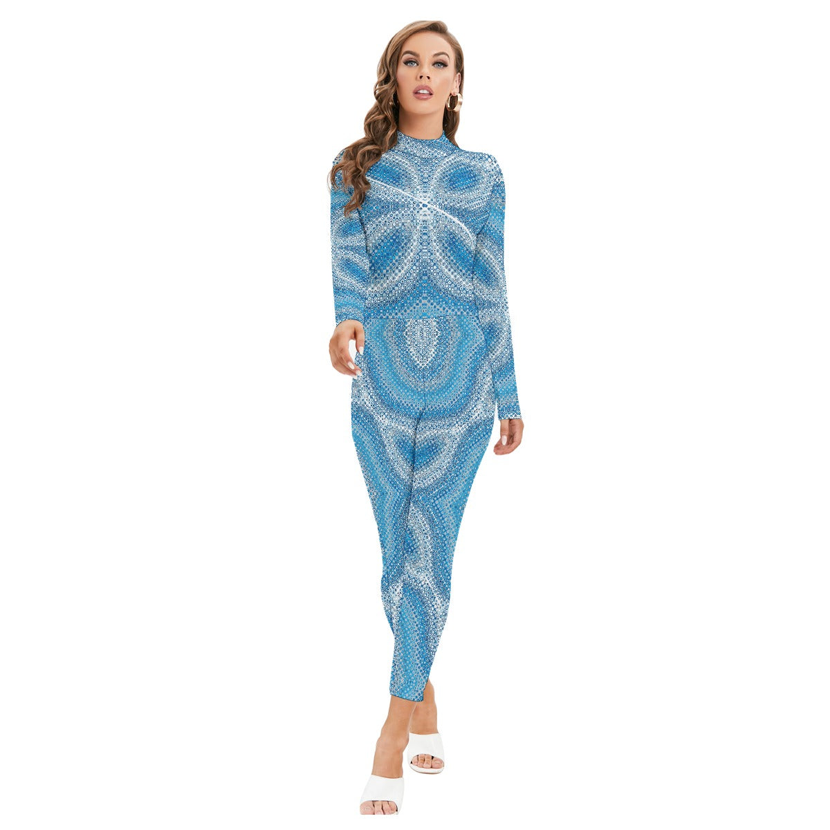 Women's Long-sleeved High-neck Jumpsuit With Zipper