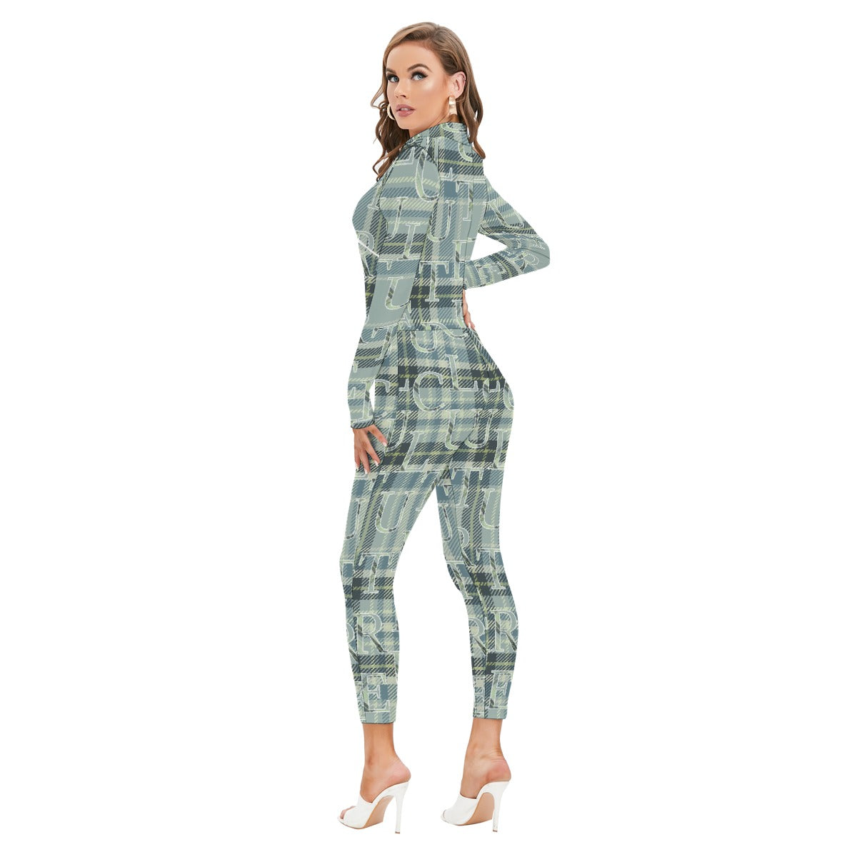 Women's Long-sleeved High-neck Jumpsuit With Zipper