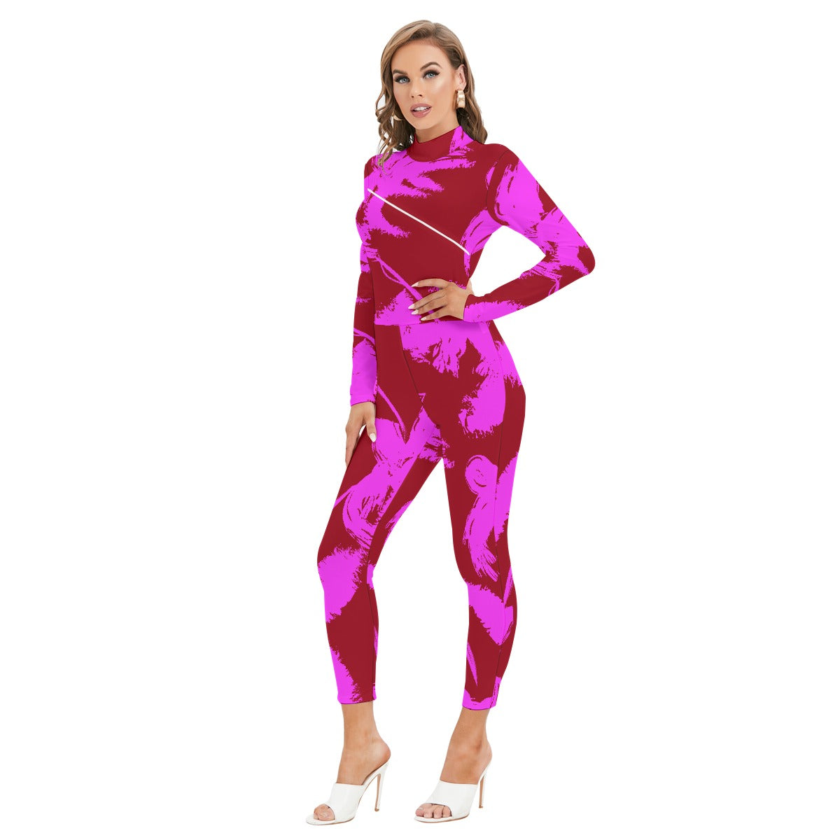 Women's Long-sleeved High-neck Jumpsuit With Zipper