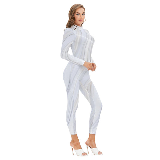 Women's Long-sleeved High-neck Jumpsuit With Zipper