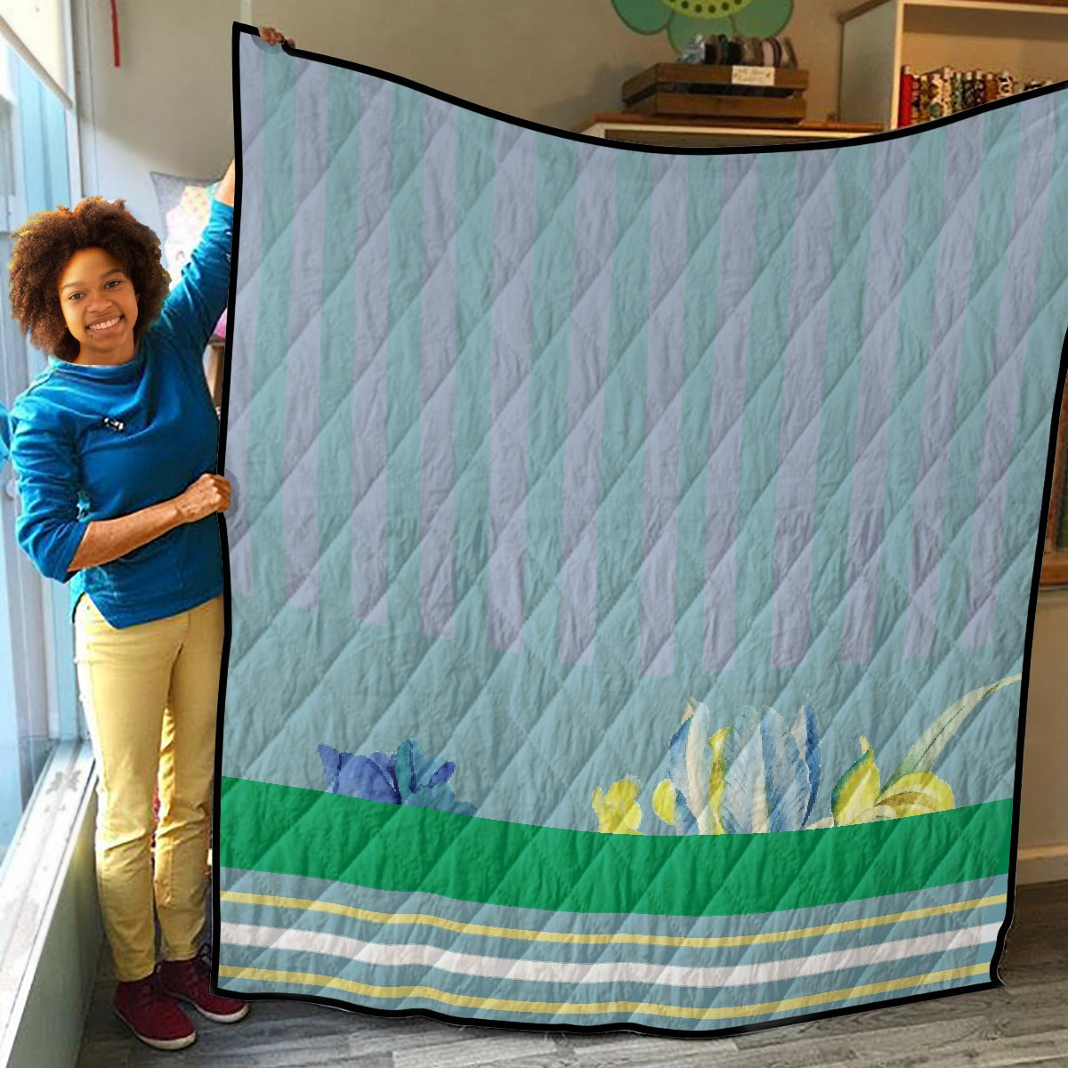 Lightweight & Breathable Quilt With Edge-wrapping Strips