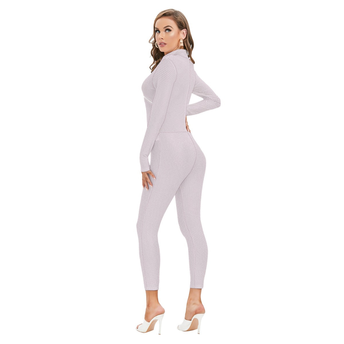 Women's Long-sleeved High-neck Jumpsuit With Zipper