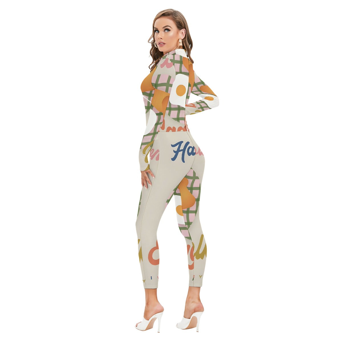 Women's Long-sleeved High-neck Jumpsuit With Zipper