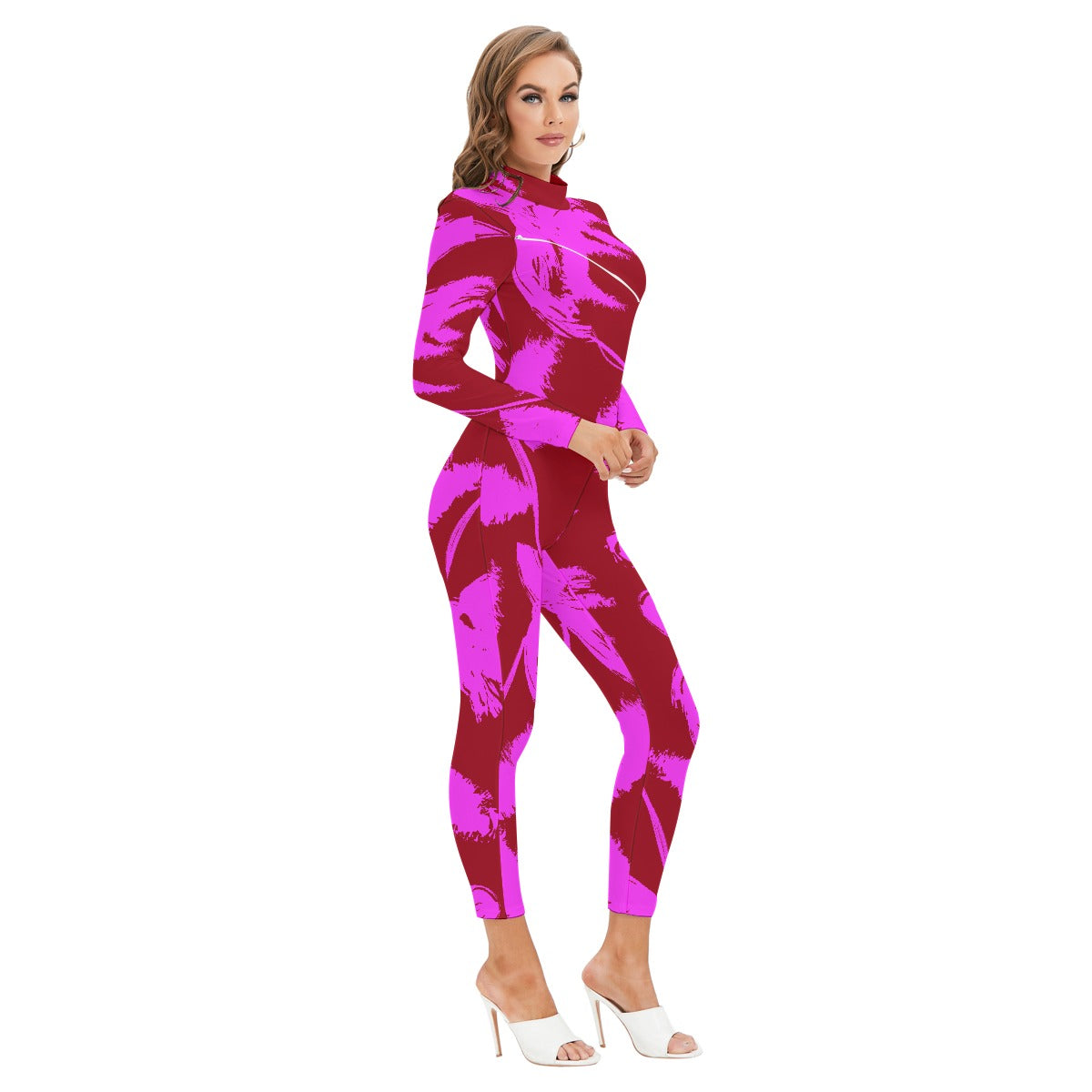 Women's Long-sleeved High-neck Jumpsuit With Zipper