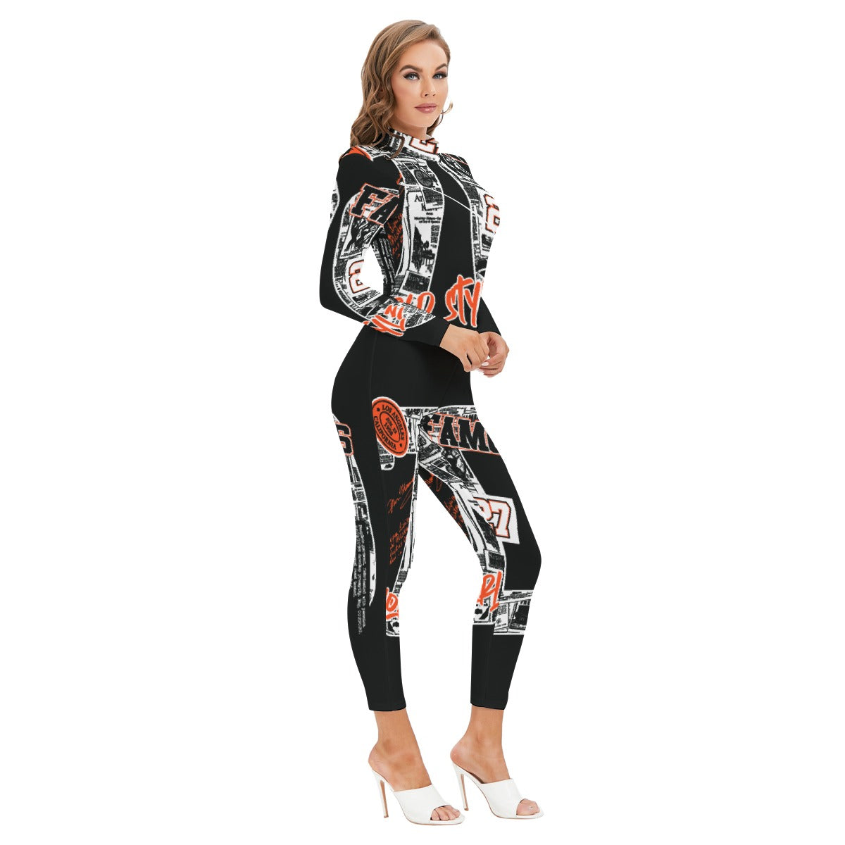 Women's Long-sleeved High-neck Jumpsuit With Zipper