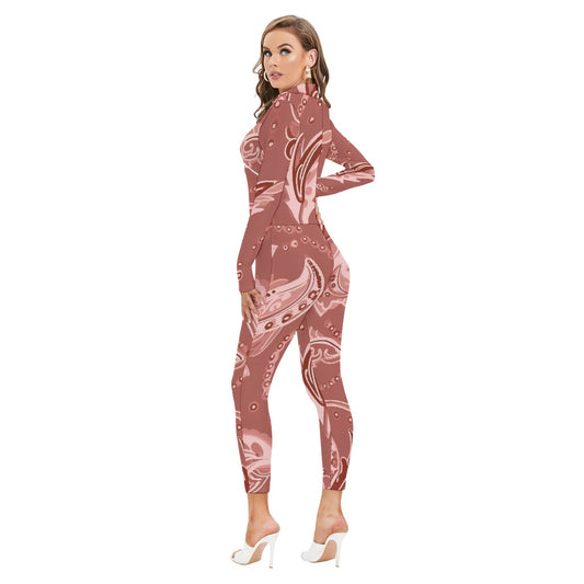 Women's Long-sleeved High-neck Jumpsuit With Zipper