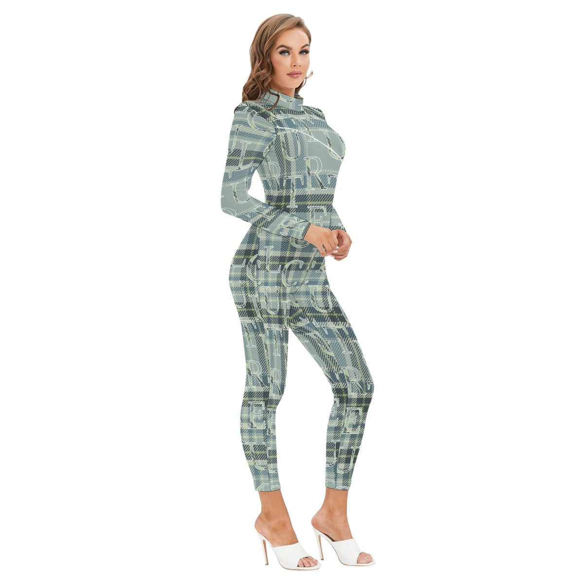 Women's Long-sleeved High-neck Jumpsuit With Zipper