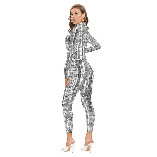 Women's Long-sleeved High-neck Jumpsuit With Zipper