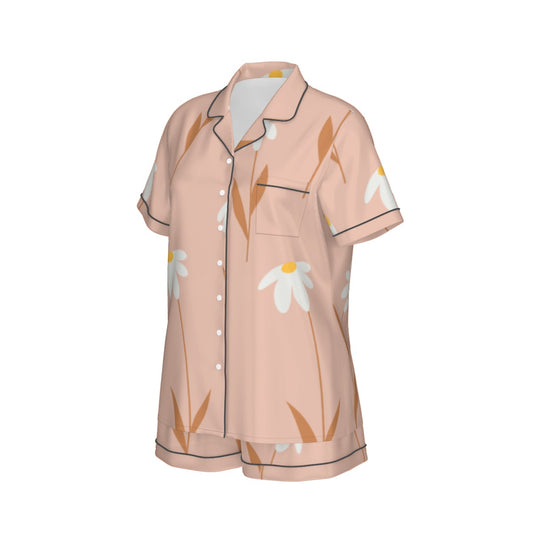 Silk Pajama Set With Short Sleeve