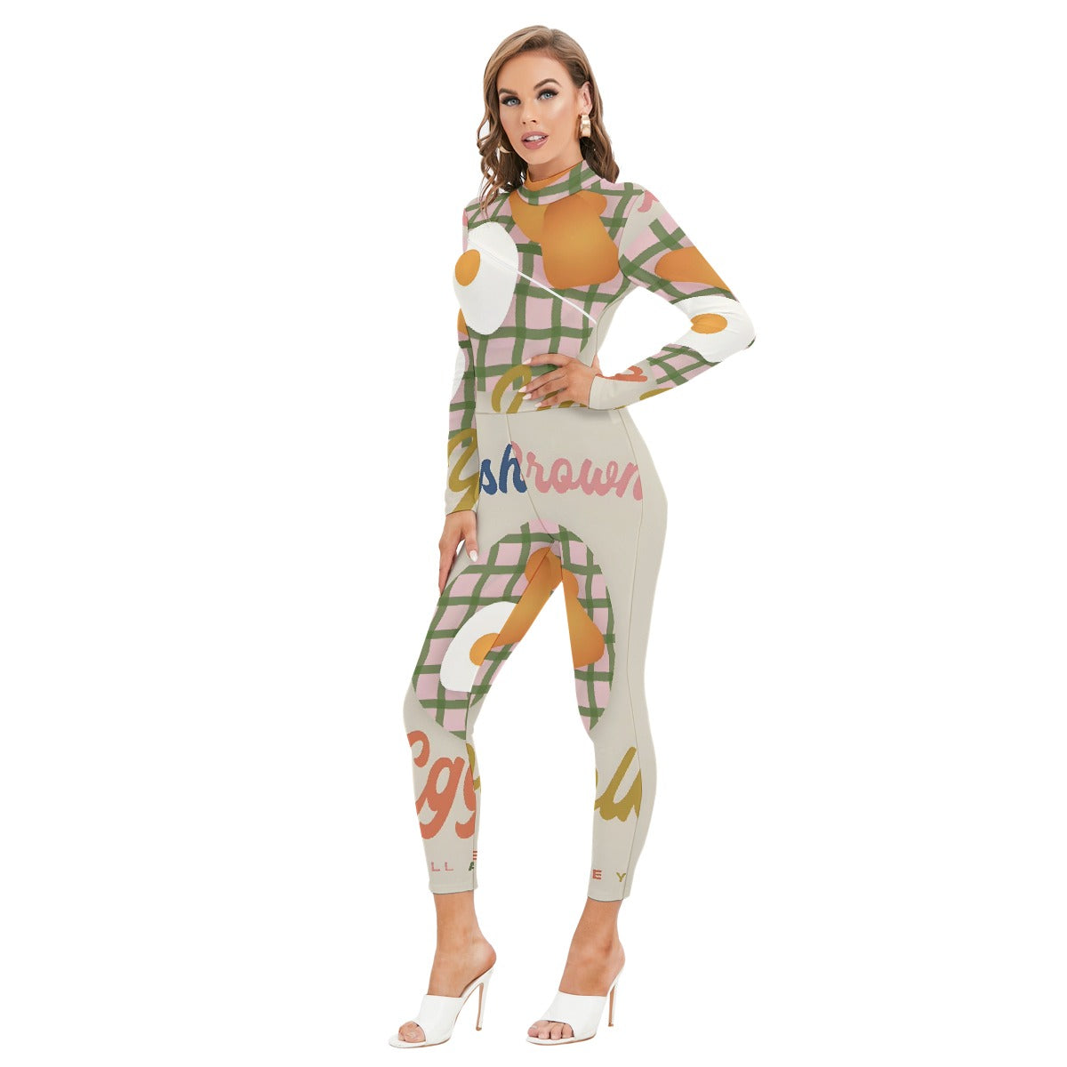 Women's Long-sleeved High-neck Jumpsuit With Zipper