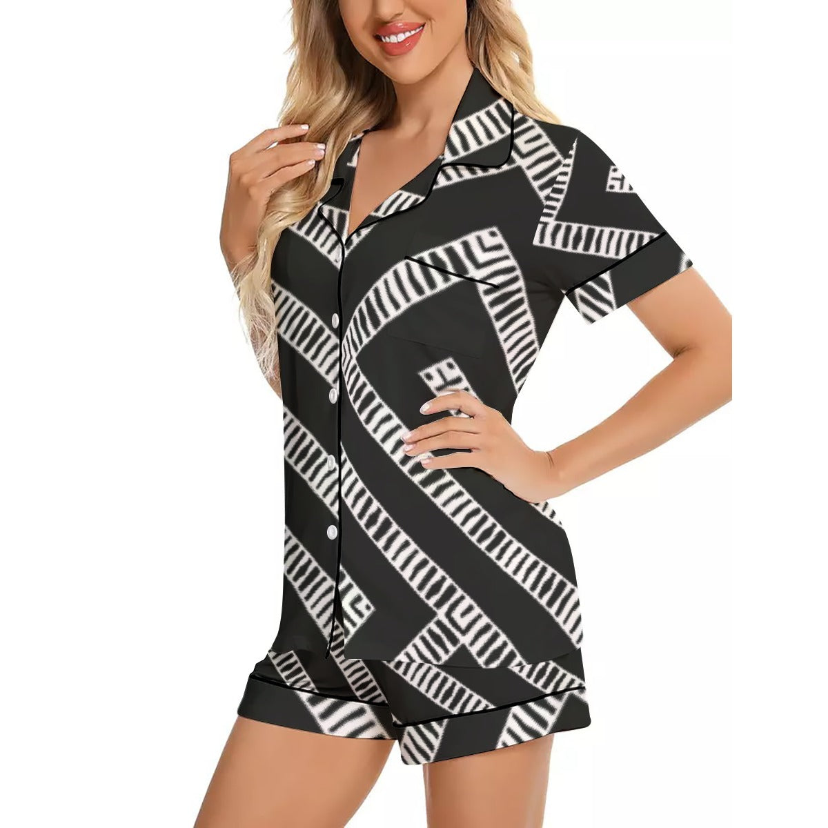 Silk Pajama Set With Short Sleeve