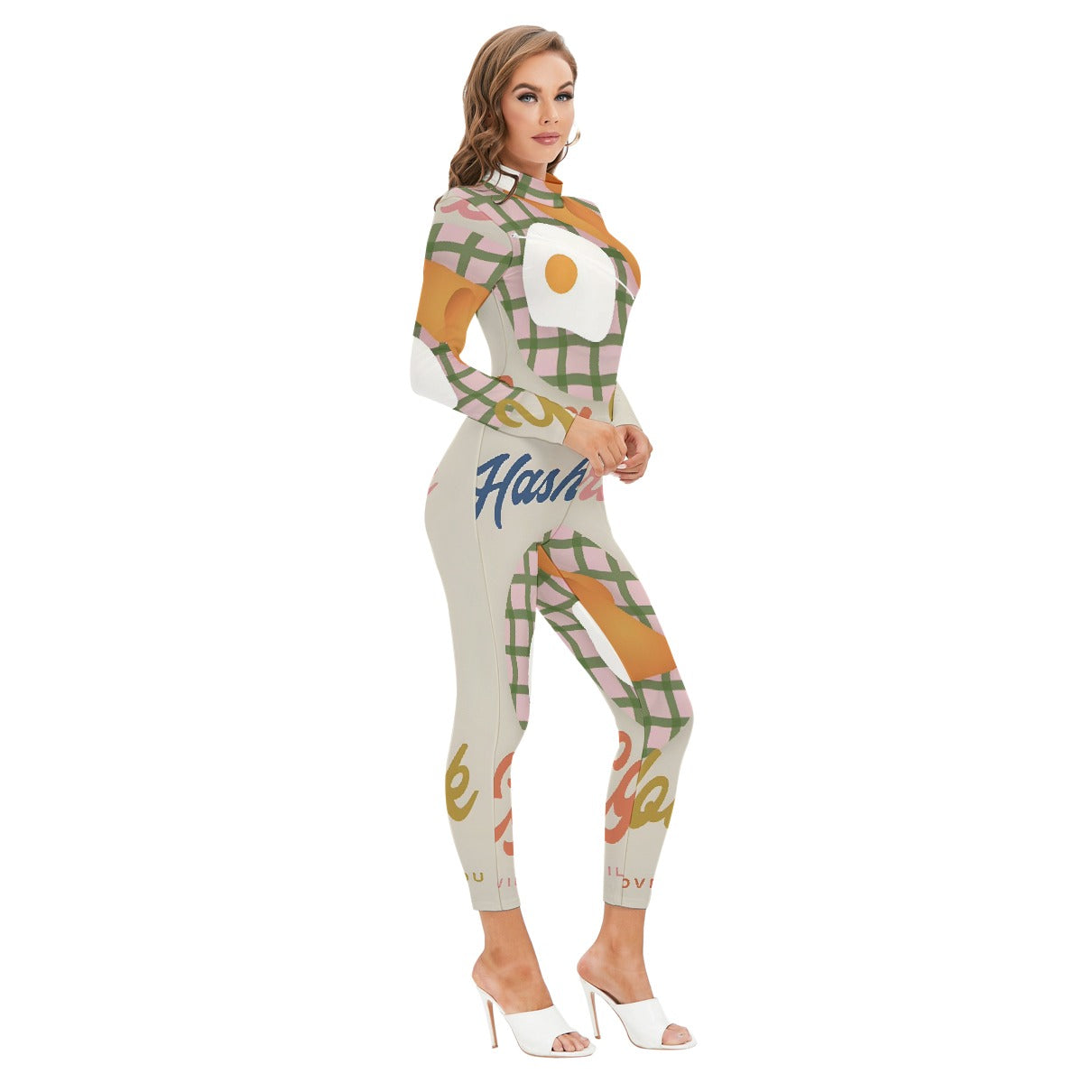 Women's Long-sleeved High-neck Jumpsuit With Zipper