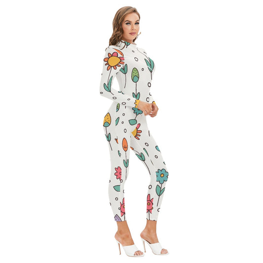 Women's Long-sleeved High-neck Jumpsuit With Zipper