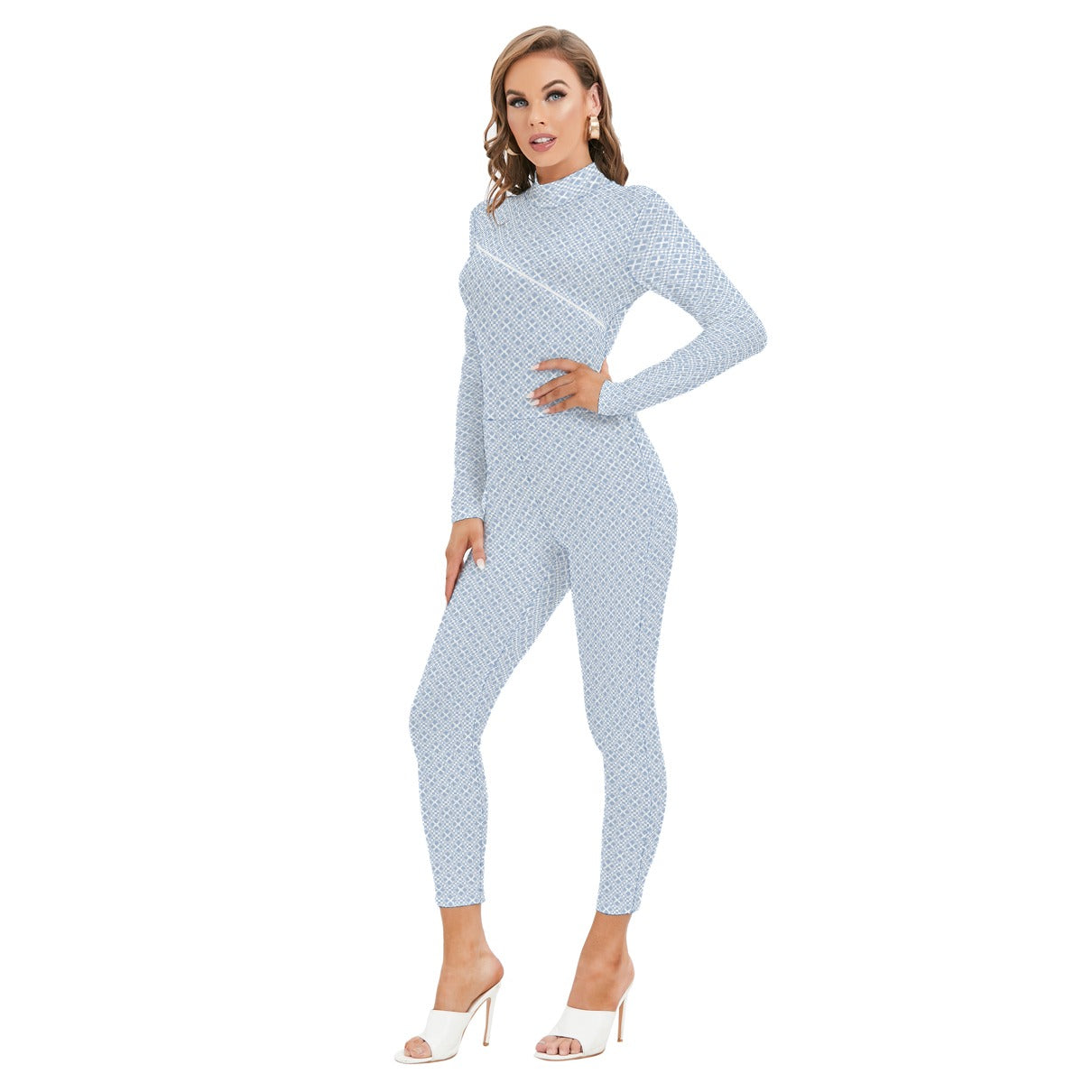 Women's Long-sleeved High-neck Jumpsuit With Zipper