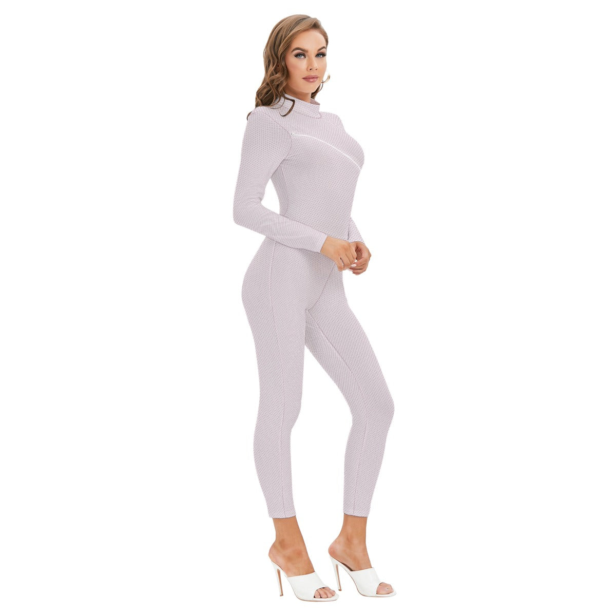 Women's Long-sleeved High-neck Jumpsuit With Zipper