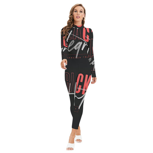 Women's Long-sleeved High-neck Jumpsuit With Zipper