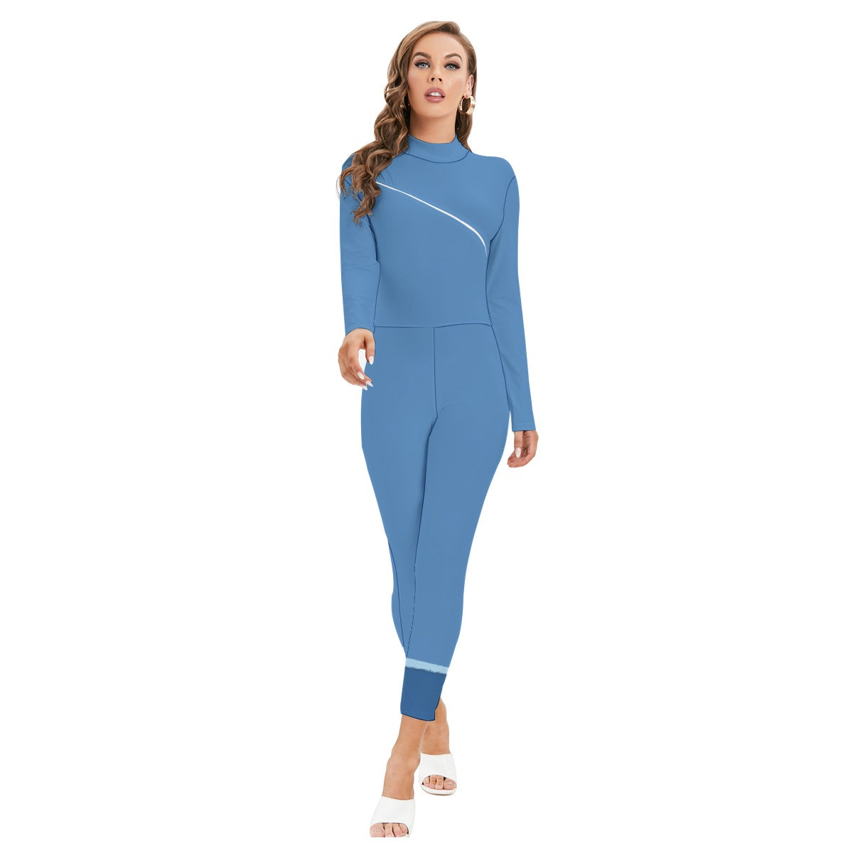 Women's Long-sleeved High-neck Jumpsuit With Zipper