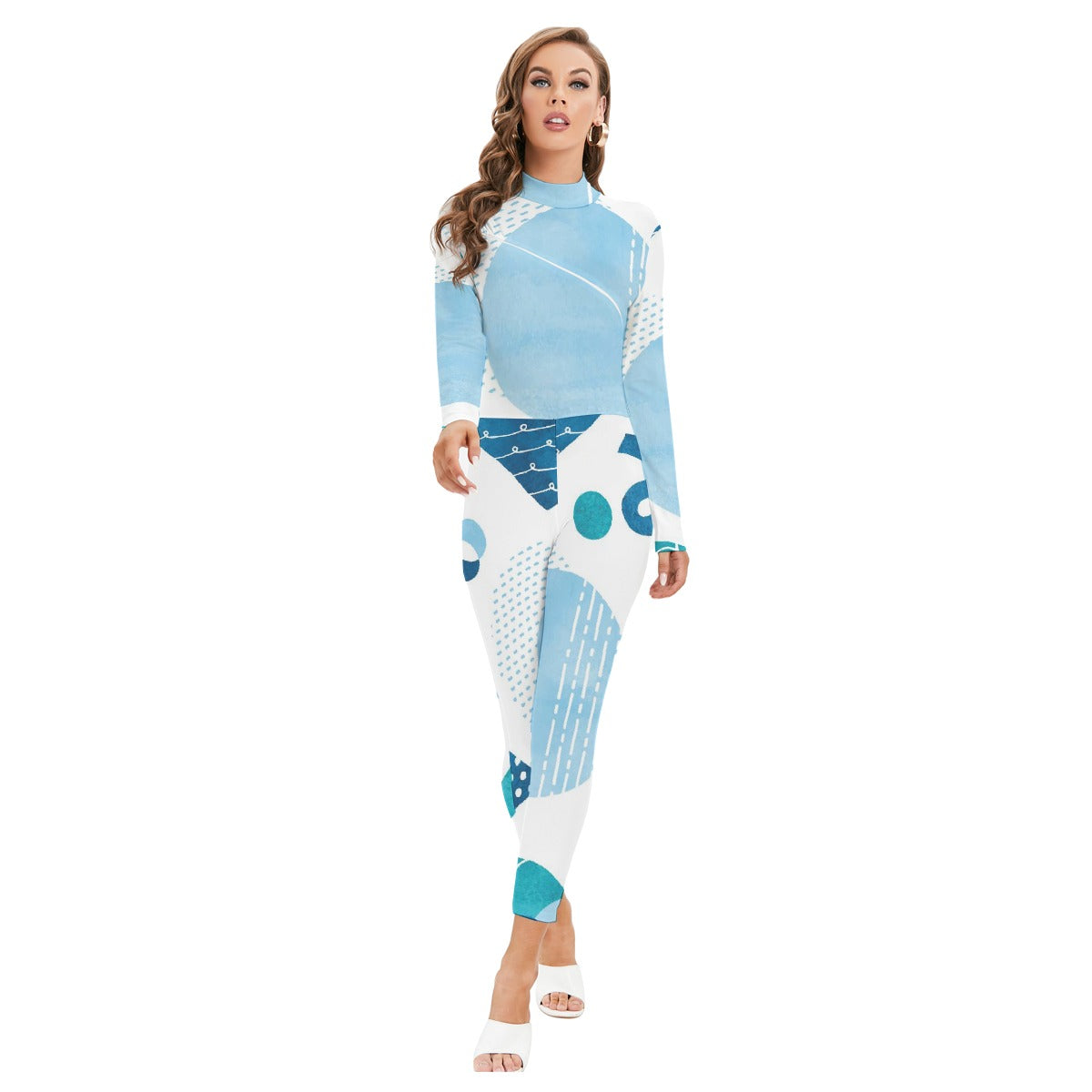 Women's Long-sleeved High-neck Jumpsuit With Zipper