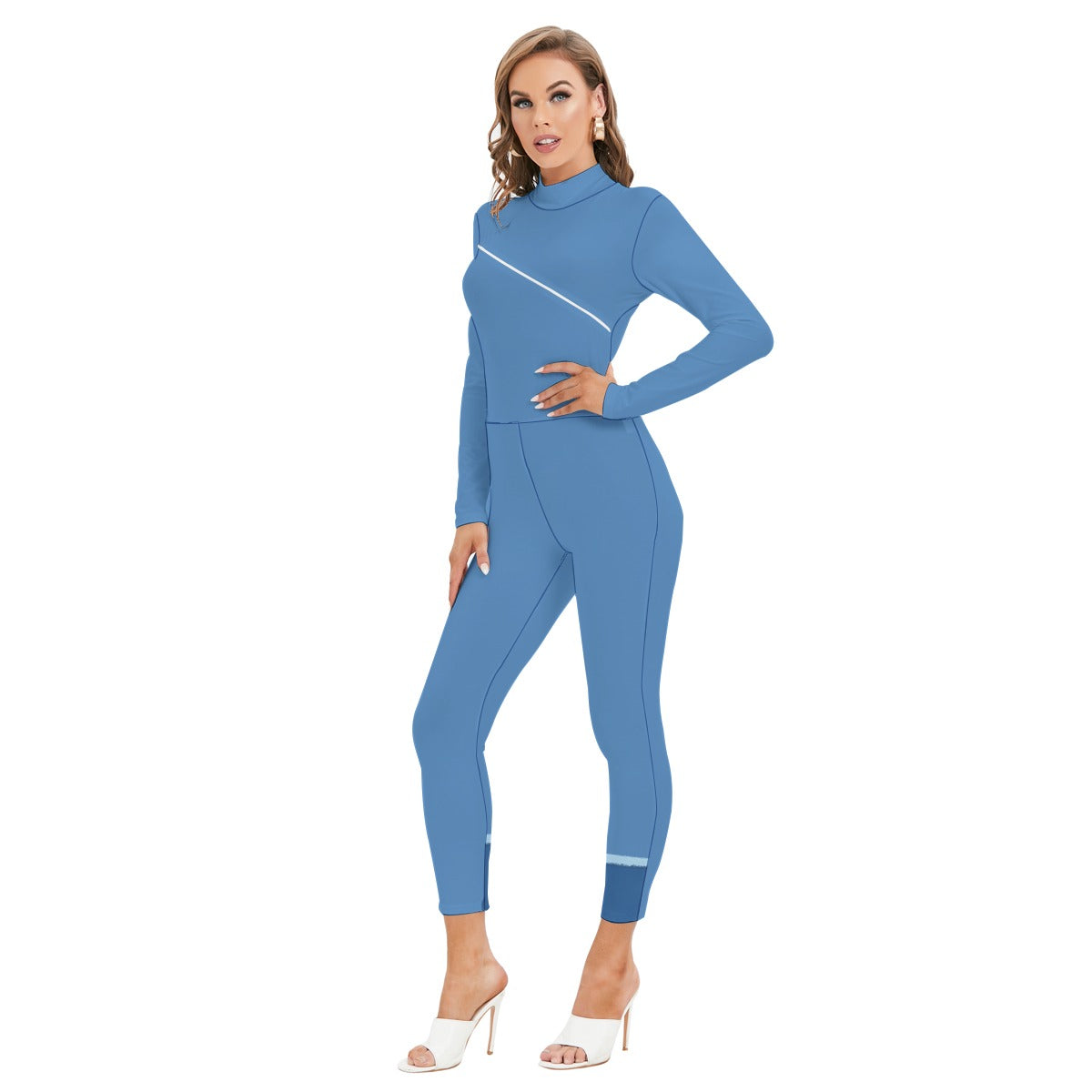 Women's Long-sleeved High-neck Jumpsuit With Zipper