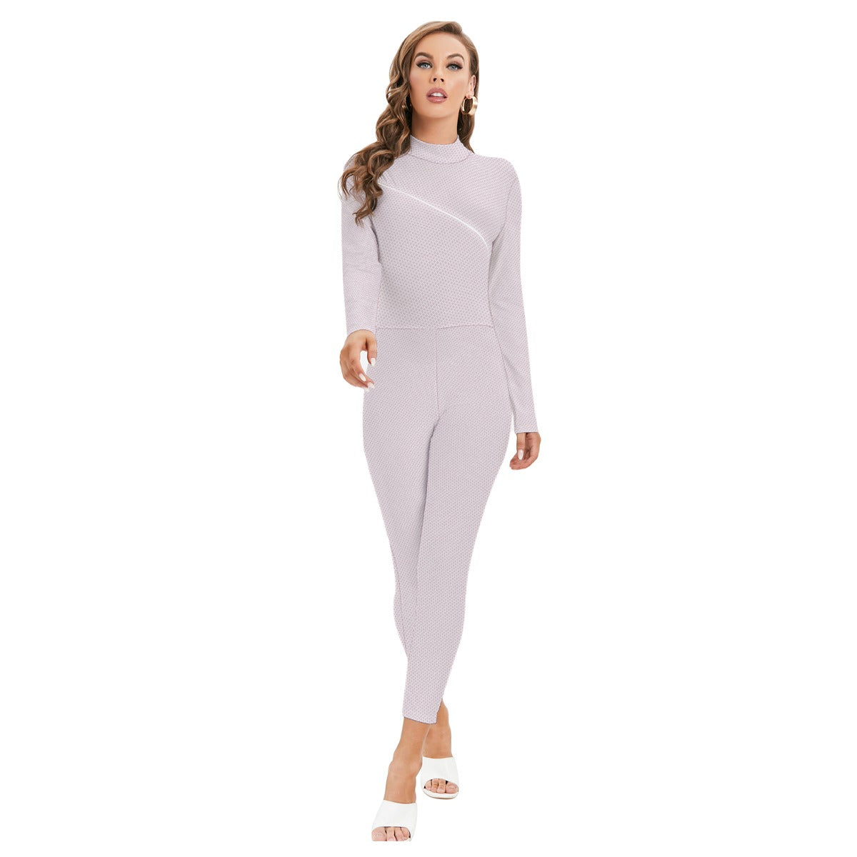 Women's Long-sleeved High-neck Jumpsuit With Zipper