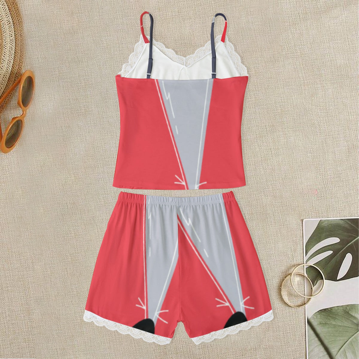 Women's Cami Home Suit With Lace Edge