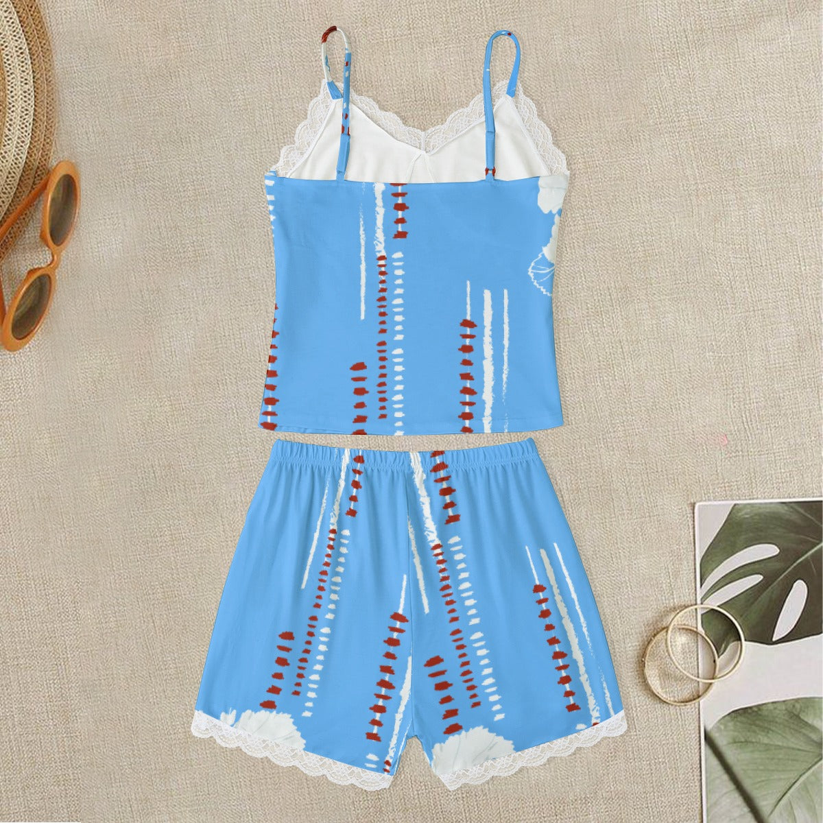 Women's Cami Home Suit With Lace Edge