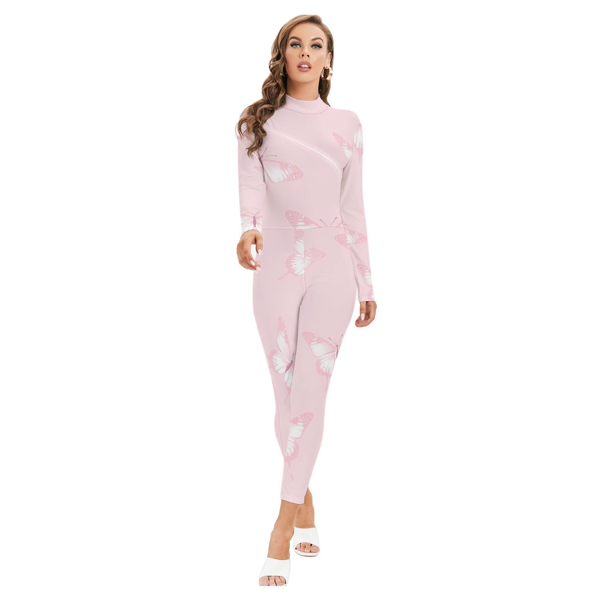 Women's Long-sleeved High-neck Jumpsuit With Zipper