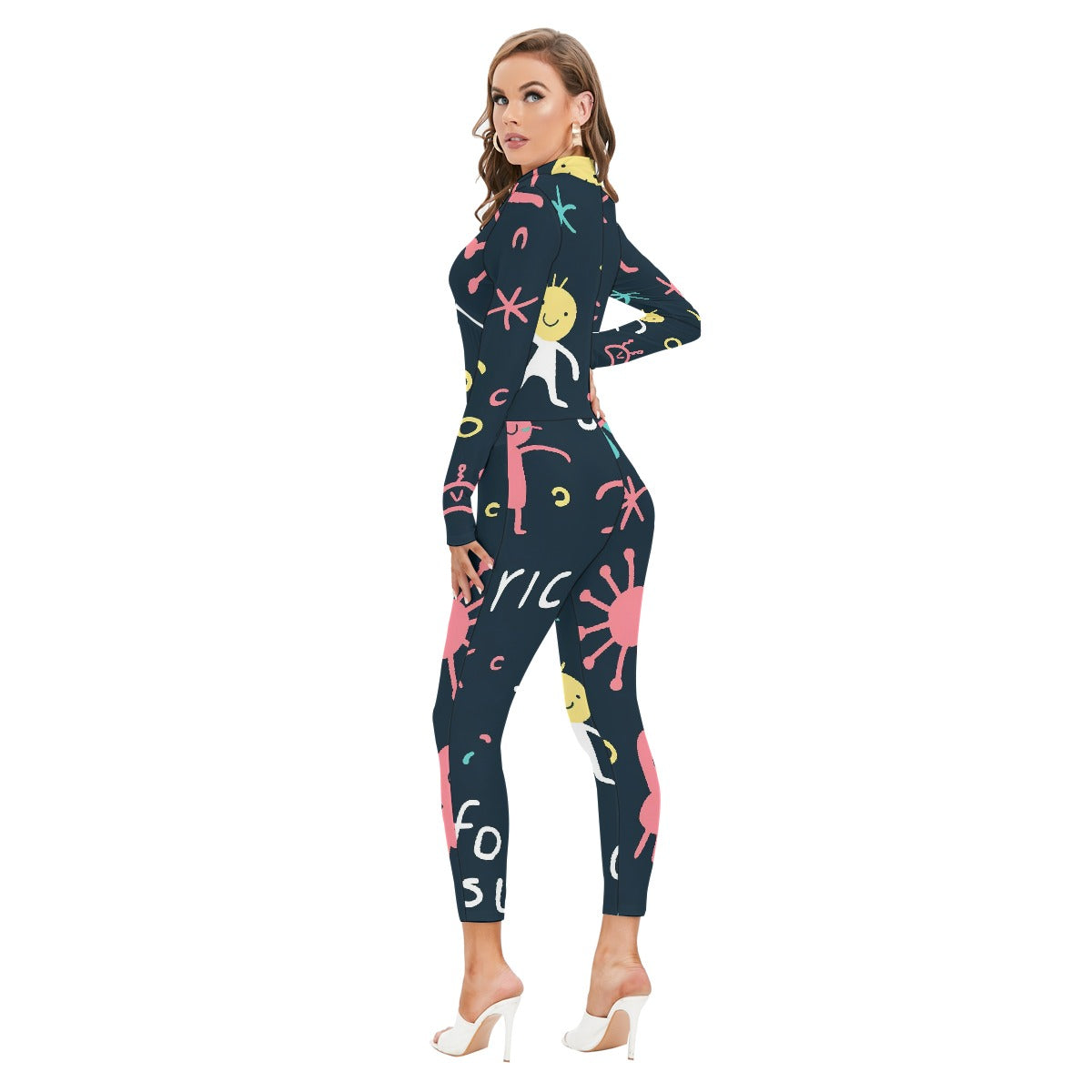 Women's Long-sleeved High-neck Jumpsuit With Zipper