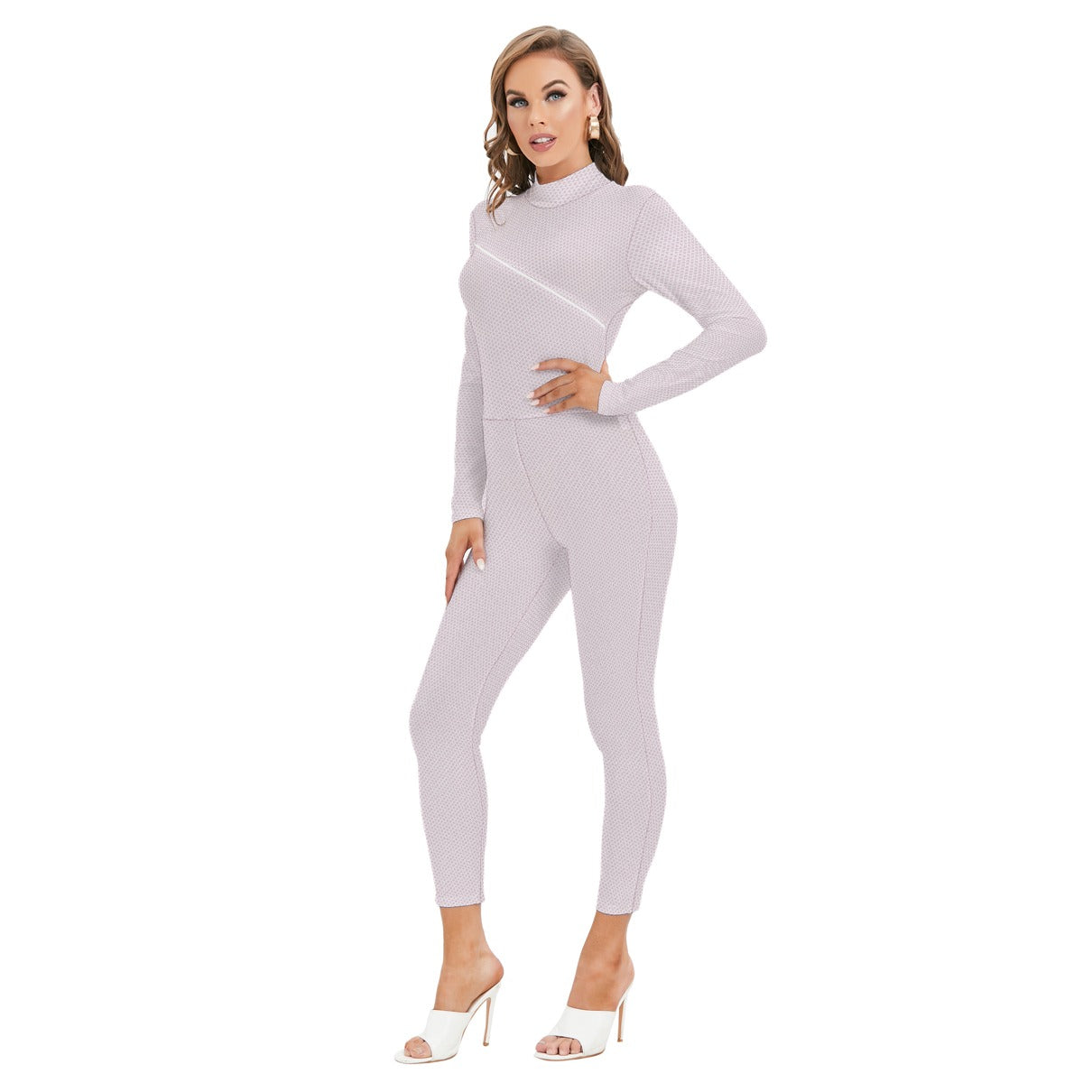 Women's Long-sleeved High-neck Jumpsuit With Zipper